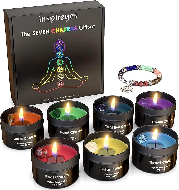 Proven Inspireyes Chakra Candles with Premium Crystal and Healing Stones Luxury Convenient
