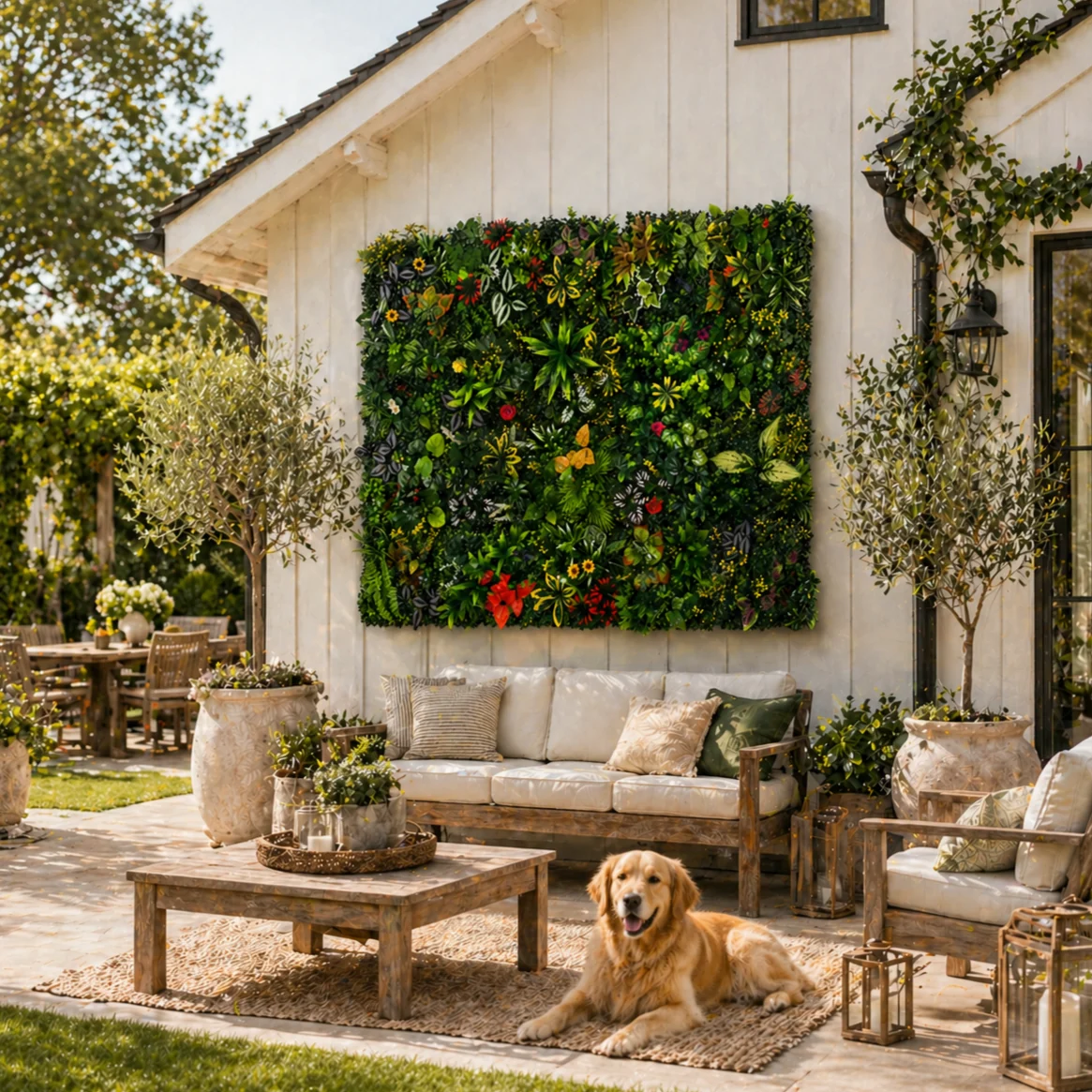 Unique CanopyGrid Modular Greenery Wall Tile Kit — 20 Interlocking Faux Plant Panels 10 x 10