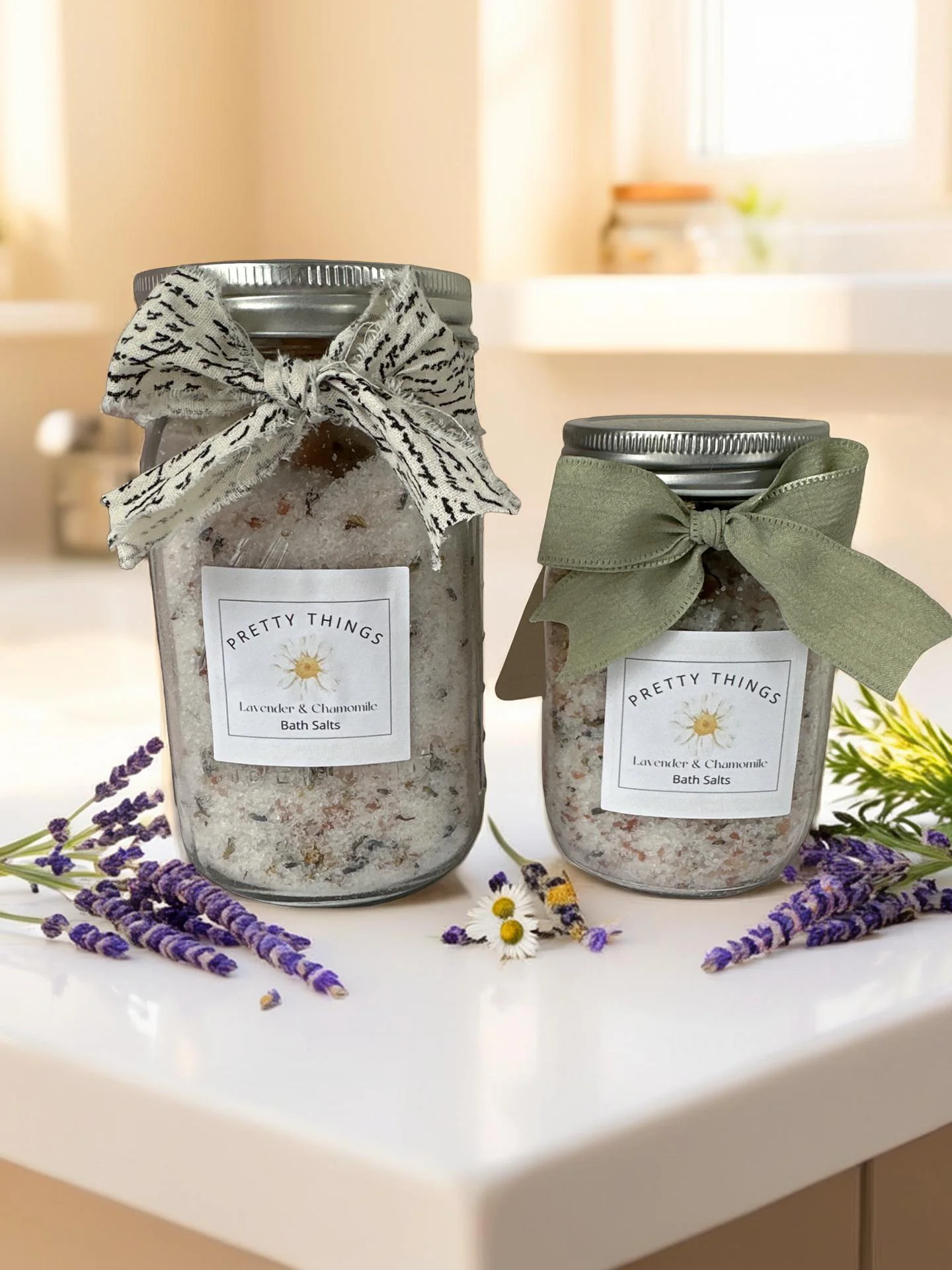 Top-Quality Luxurious Hand Crafted Lavender Chamomile Bath Salt Recyclable