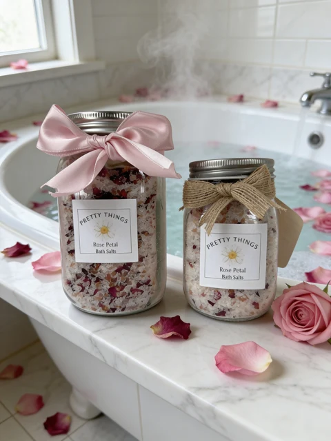 Unique Luxurious Rose Petal Handcrafted Bath Salts Modern