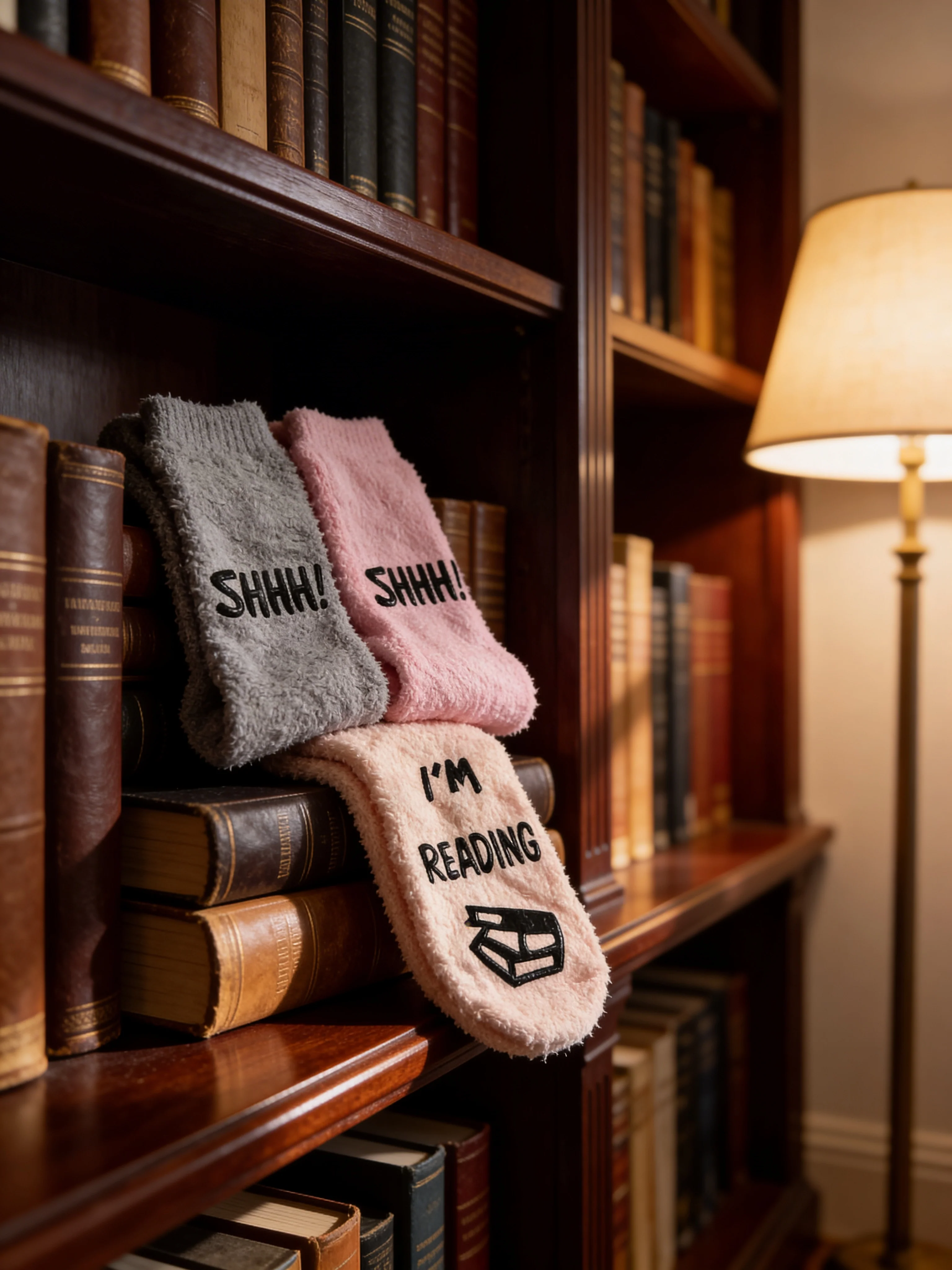 Enhanced Shhh I’m Reading Fleece Socks Expertly Made