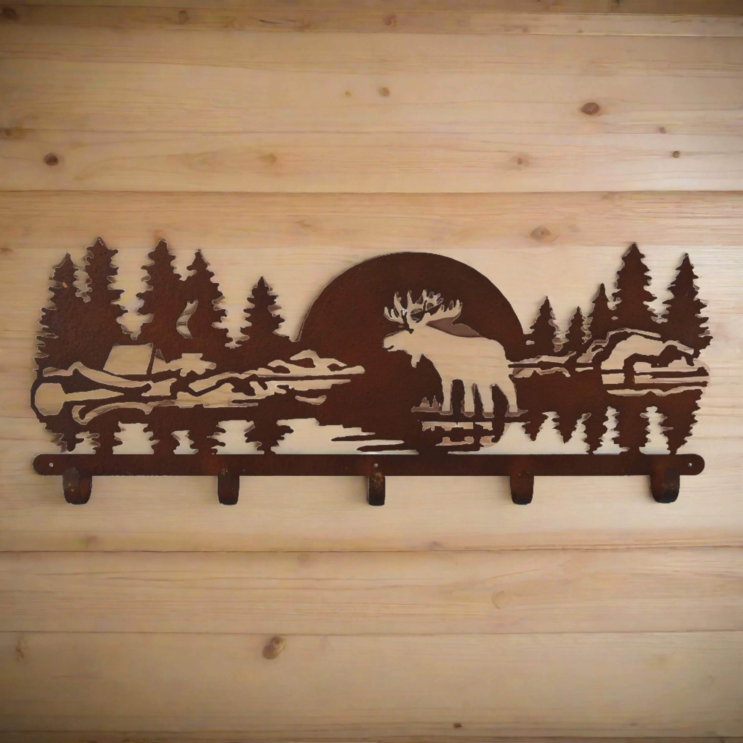 Genuine Laser Cut Metal Coat and Hat Rack-Moose Expertly Made