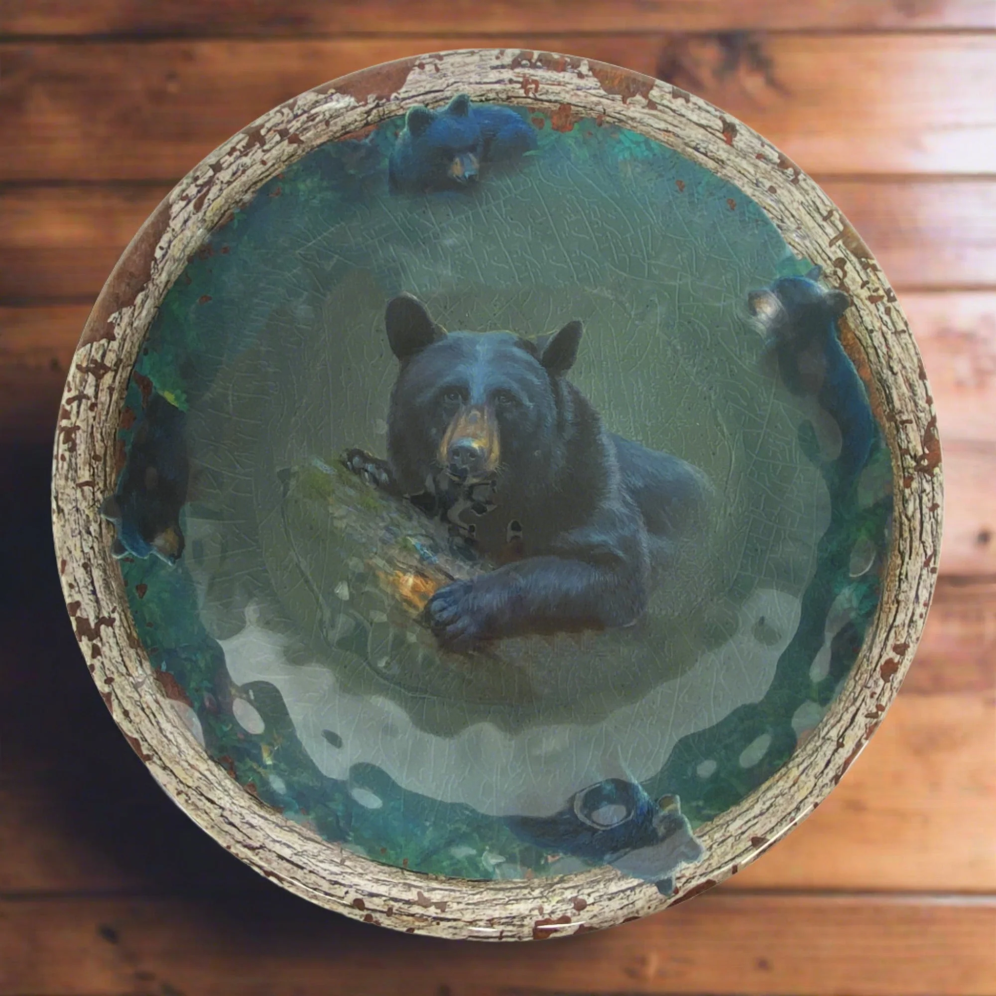 Contemporary Bowl Round Melamine 13.5in-Bear Smooth