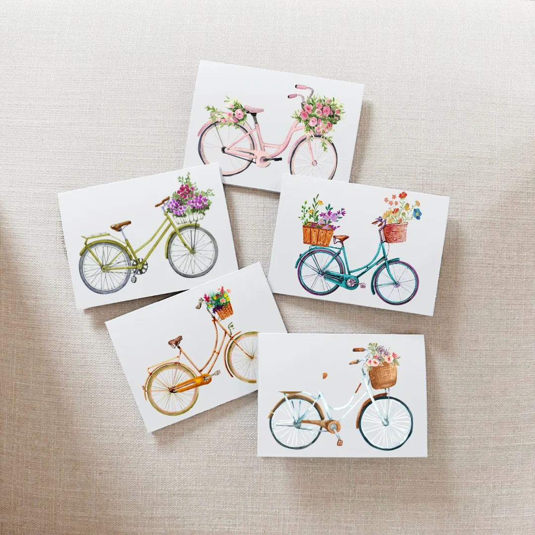 Excellent Bicycle Flower Notecard – Set of 10 Luxury