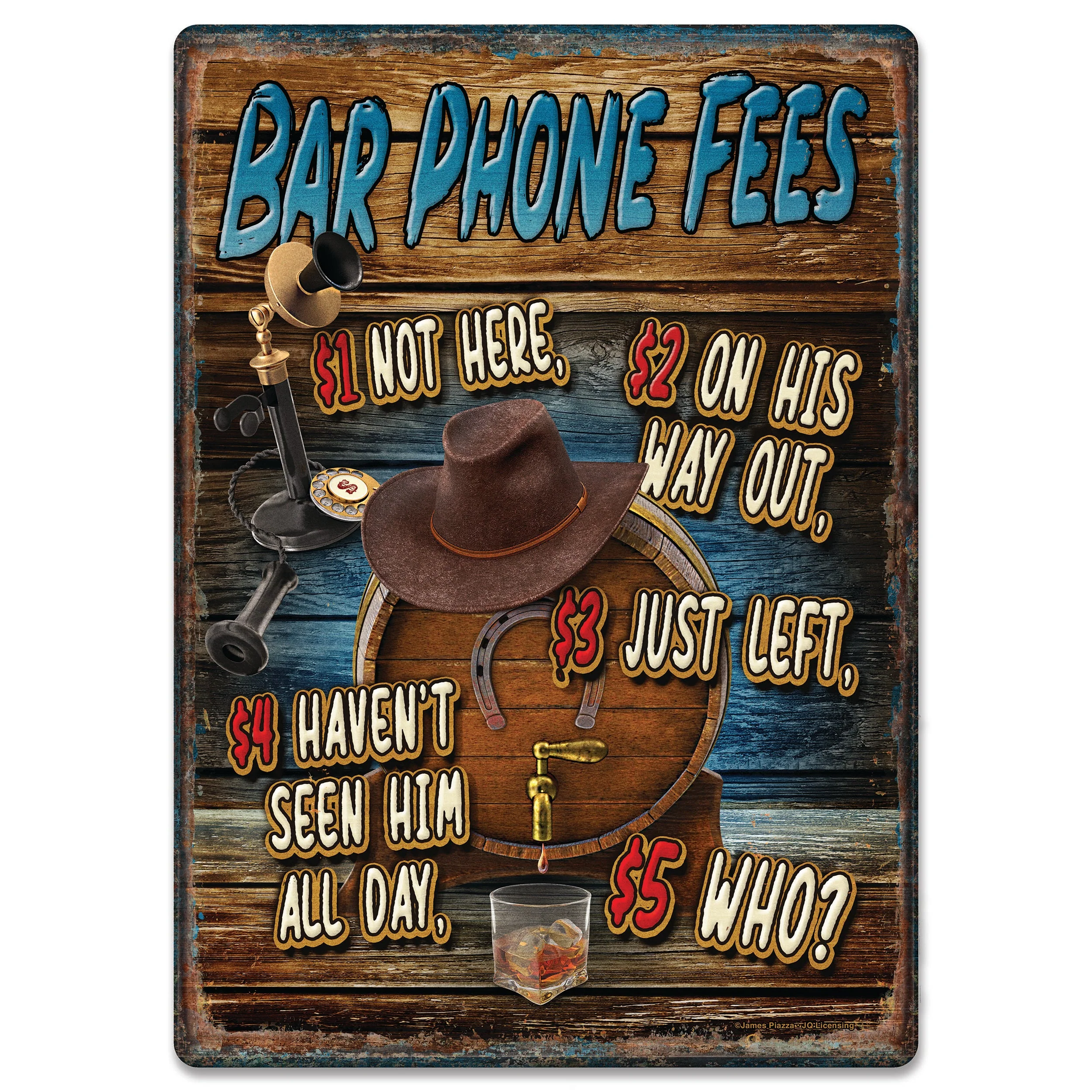 Genuine Tin Sign 12in x 17in-Bar Phone Fees Selected