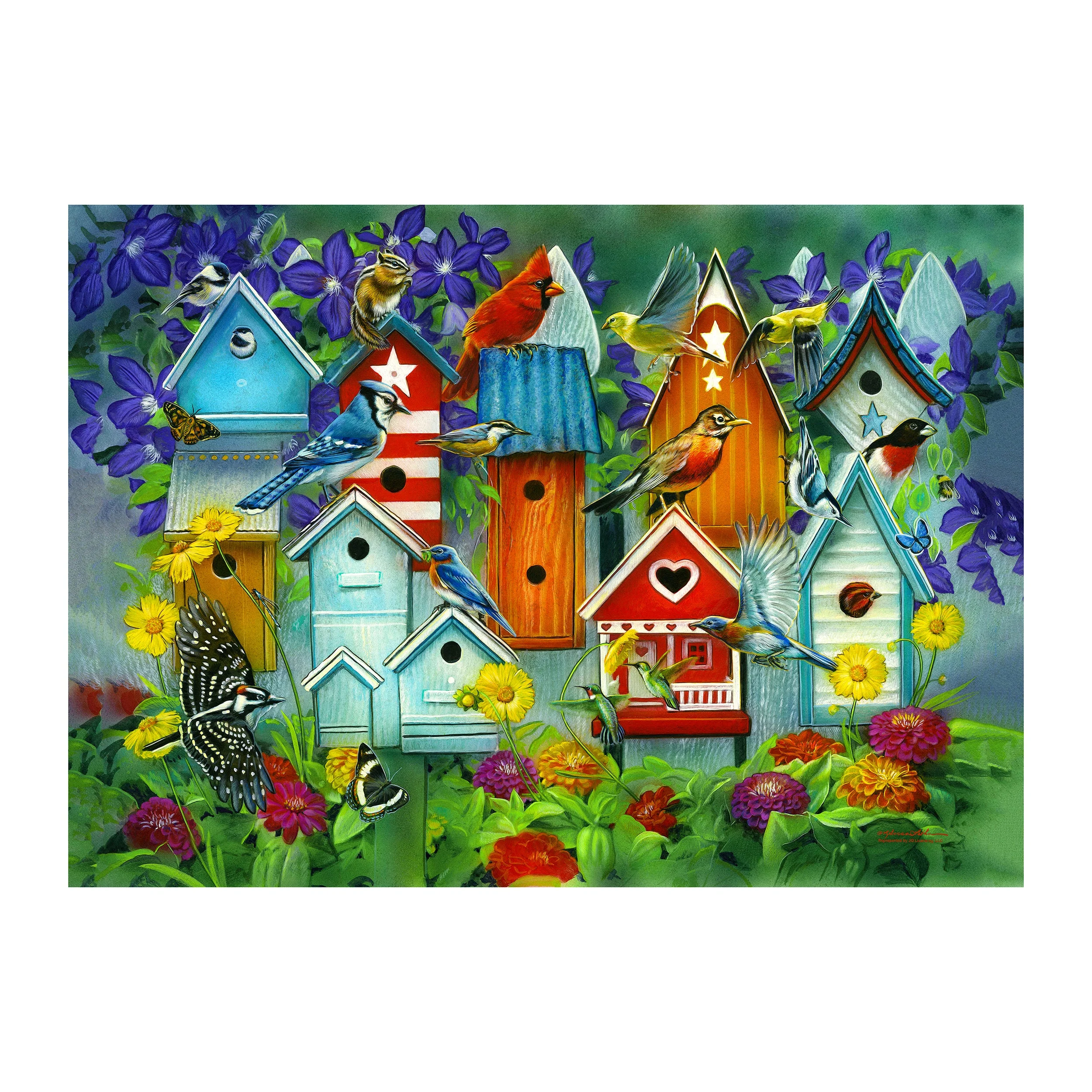 Lightweight Puzzle in Tin 1000-Piece-Birdhouse Garden High-End