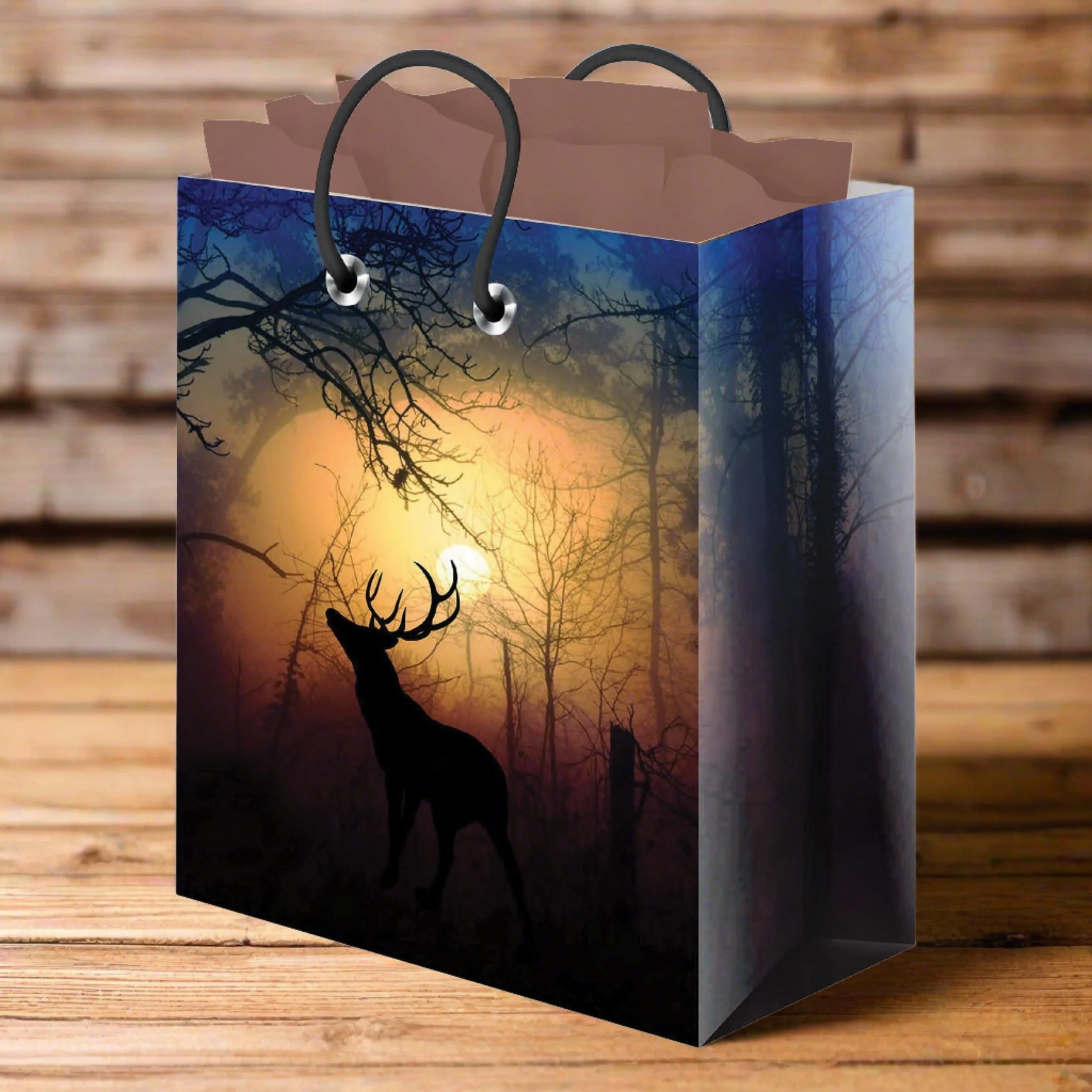 Expertly Made Gift Bag Medium with Tissue Paper-Deer Forest Reliable