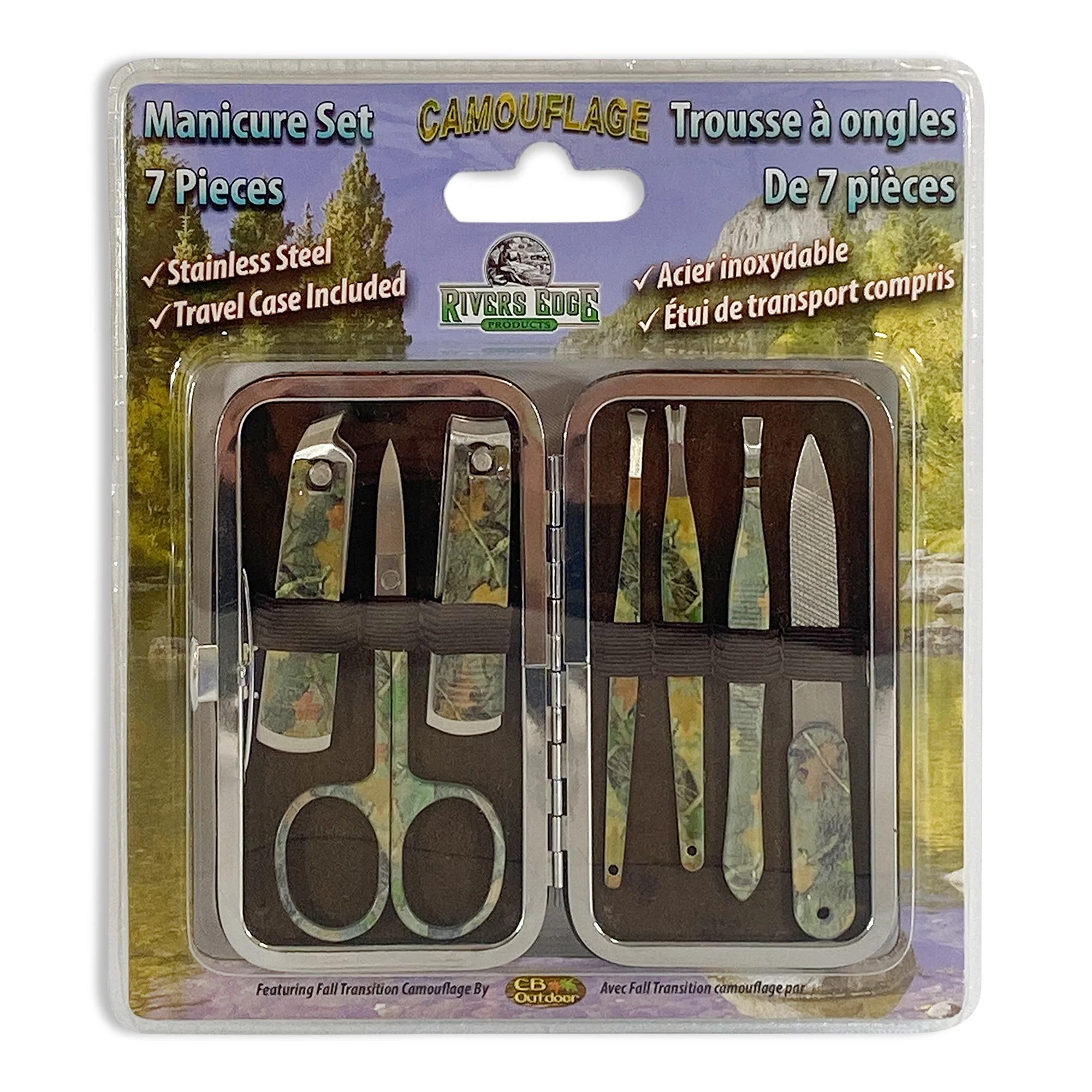 Convenient Manicure Set 7-Piece-Mens Green Camo High-End