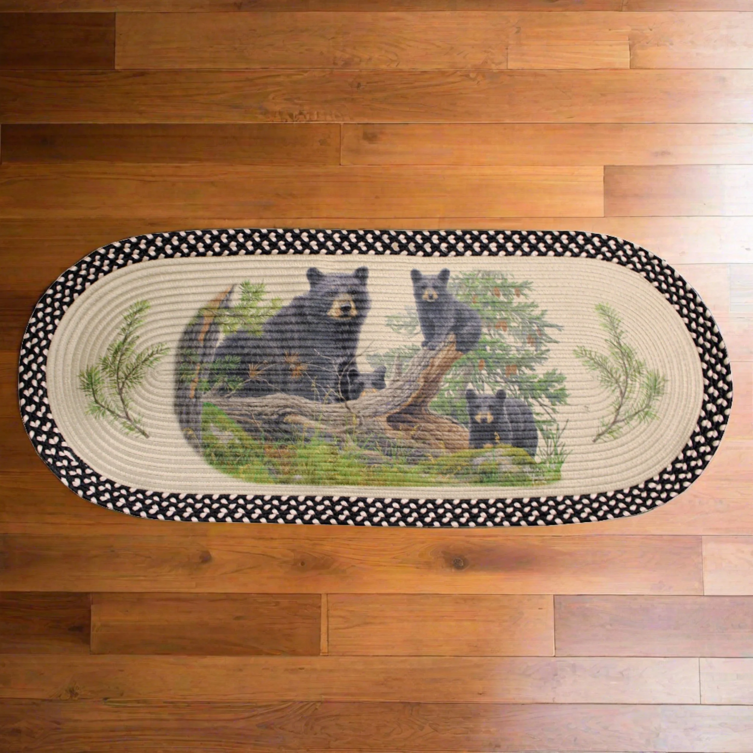 Practical Braided Rug 48-inch Oval-Bear Wilderness Playground Innovative