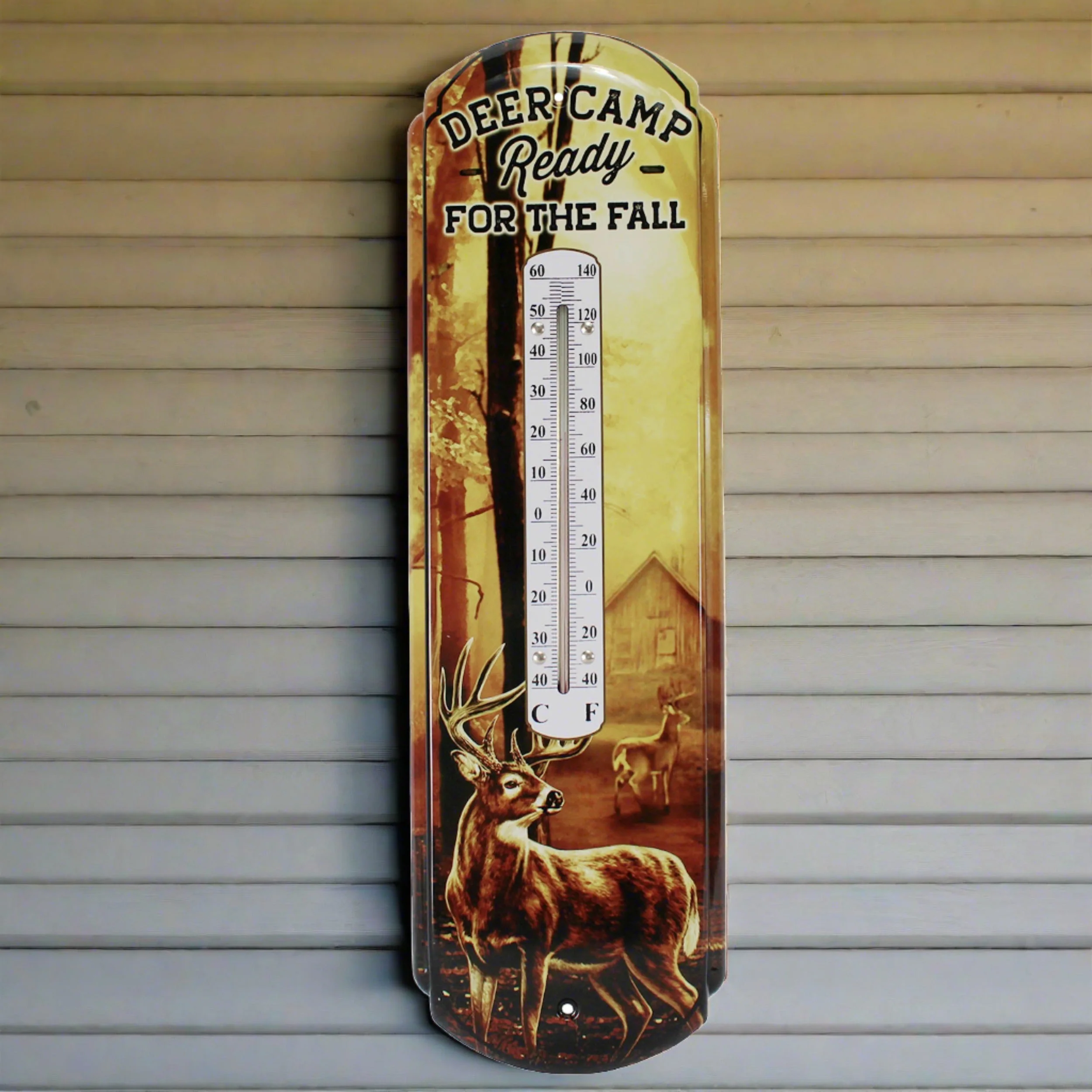 Fashionable Tin Thermometer-Deer Camp 2 Secure
