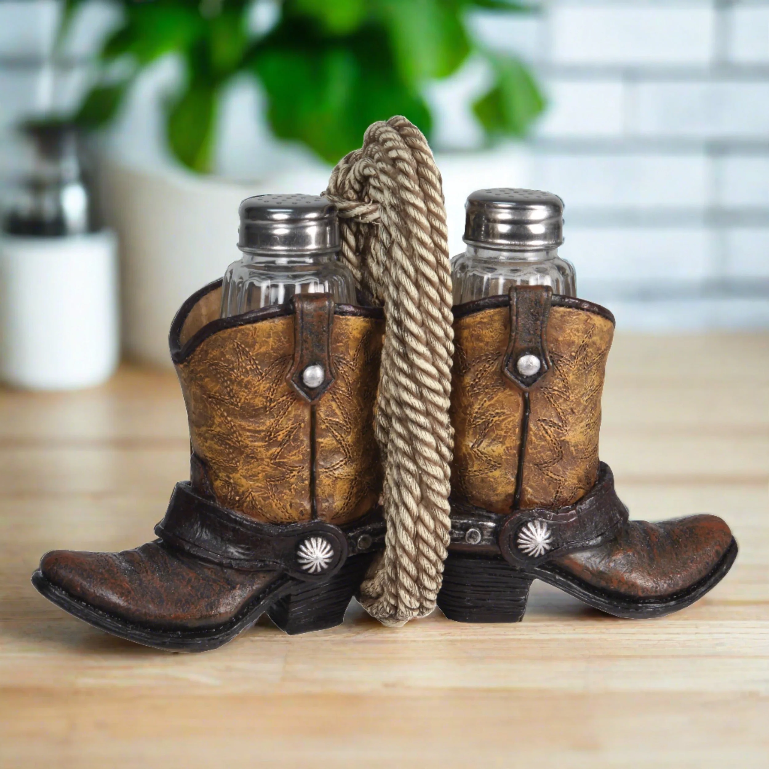 Secure Salt and Pepper Shakers-Cowboy Boot Solid