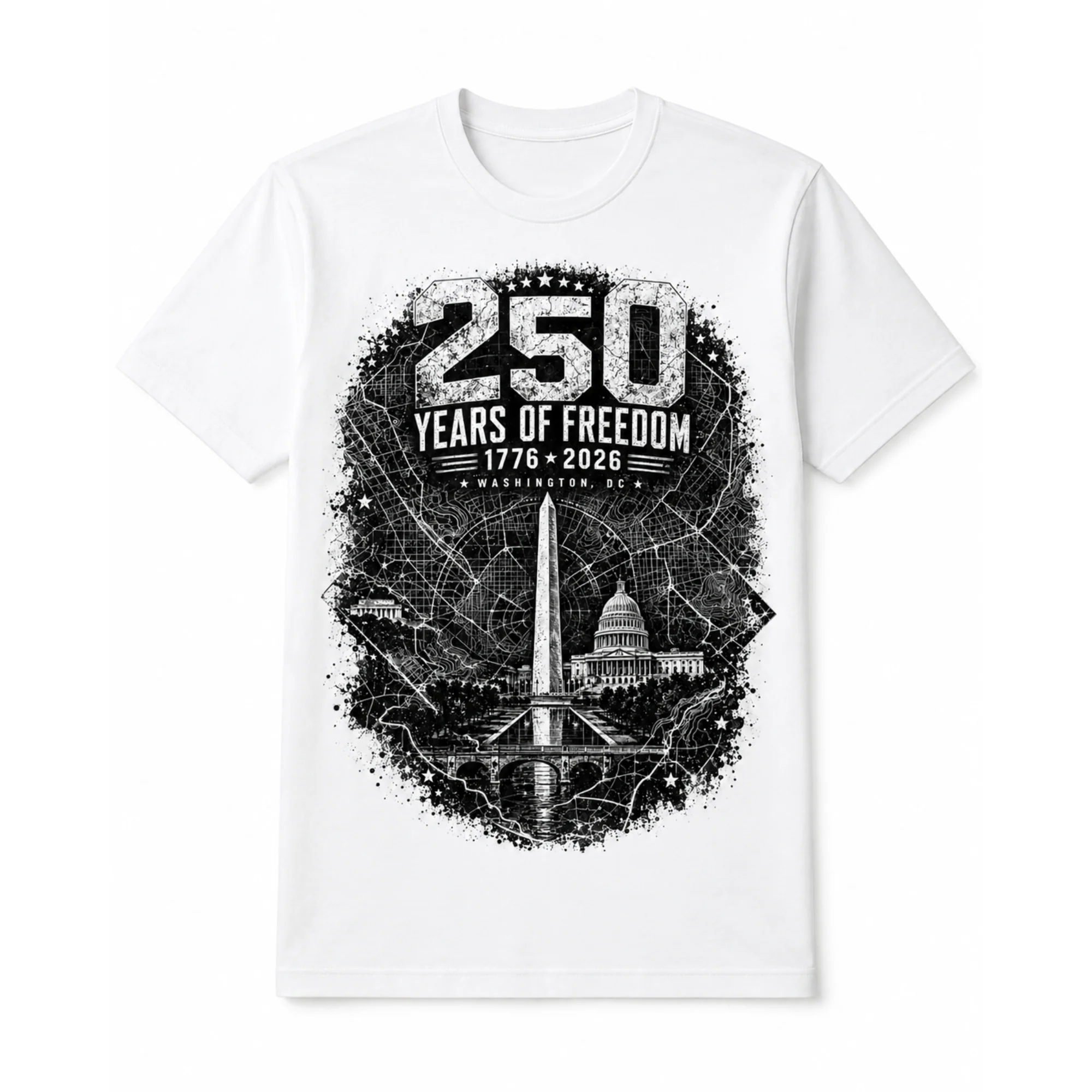 Specialty T-Shirt – Patriotic – 250 years of dom Map Efficient