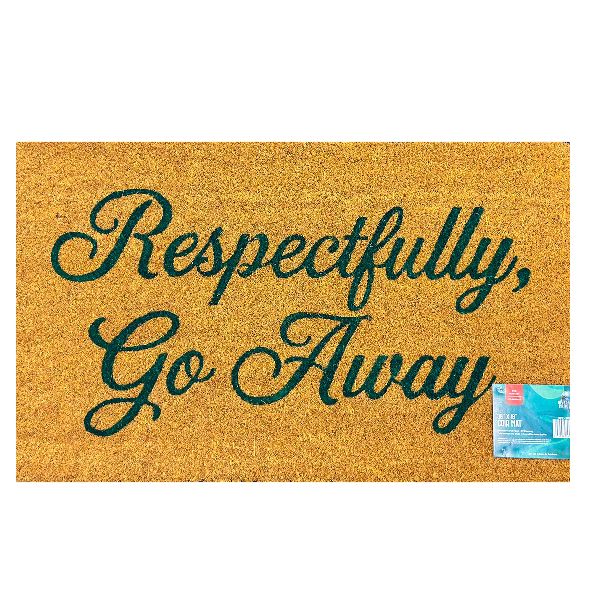 Carefully Designed Rivers Edge Products Coir Mat 30×18-Respectfully Go Away Secure