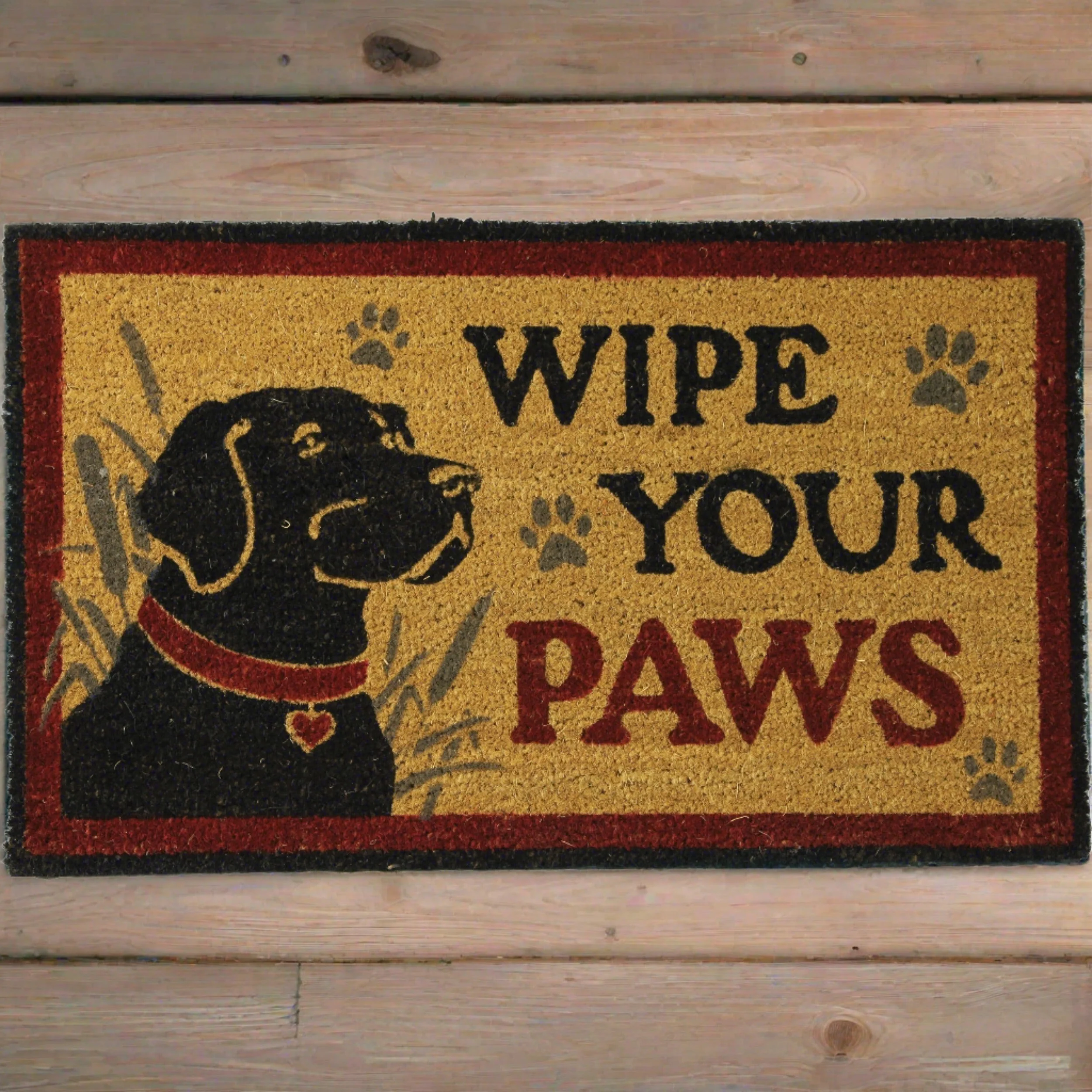 Stylish Coir Mat 30in x 18in-Wipe Paws Lab Durable