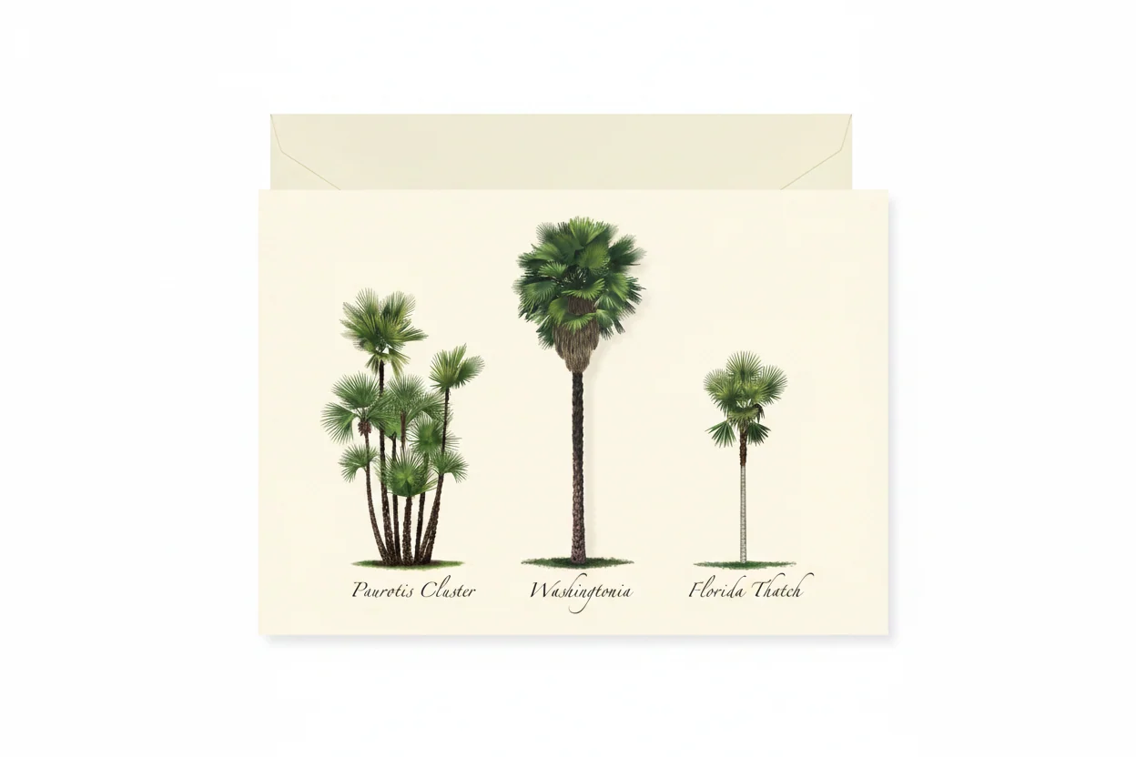 Sophisticated Palm Tree Note Card Set High-Grade