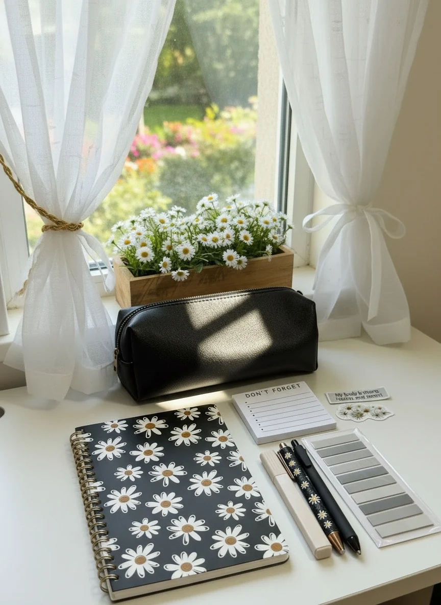 High-Grade Midnight Daisy Notebook Set Pure