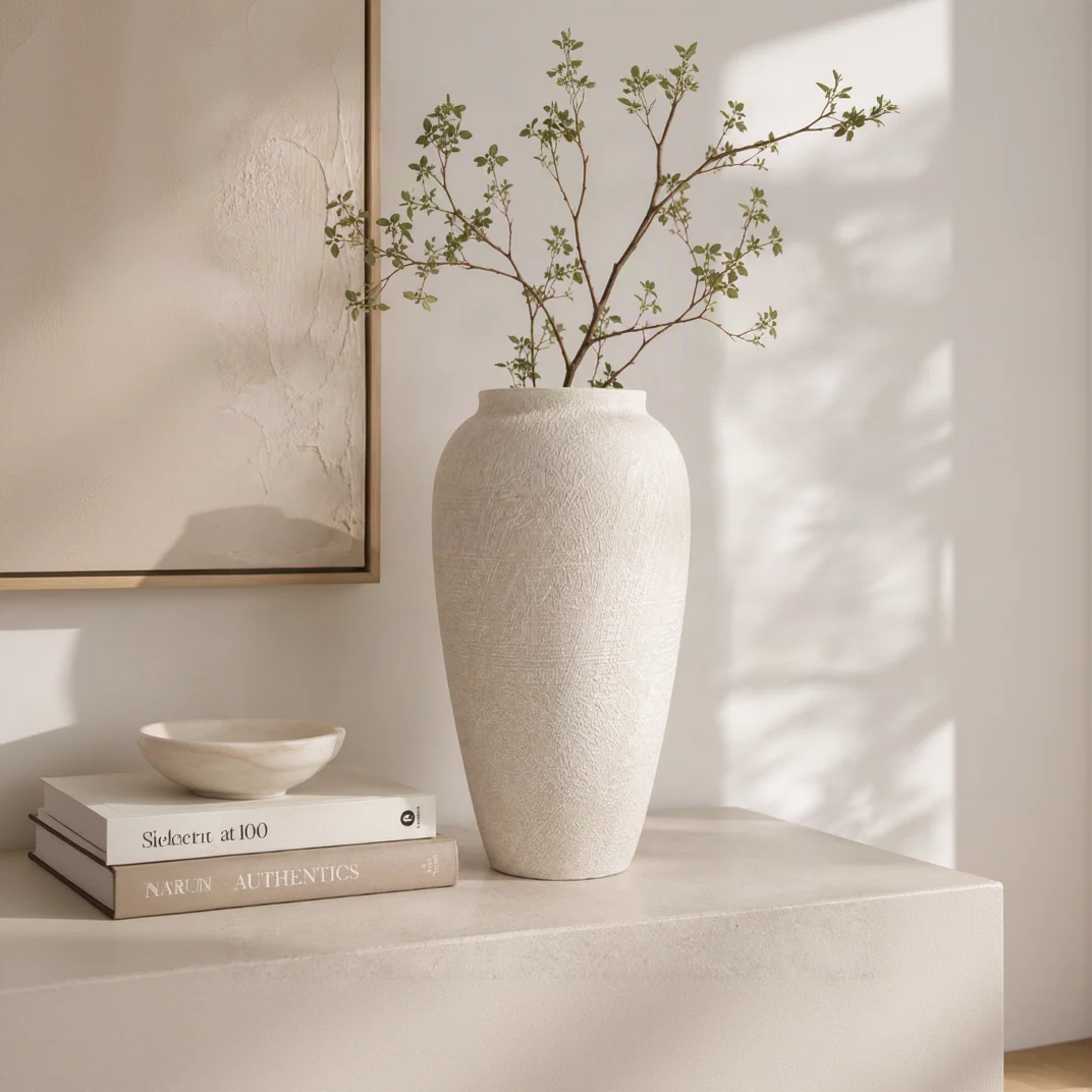 Minimalist White Ceramic Vase-Large High-Quality