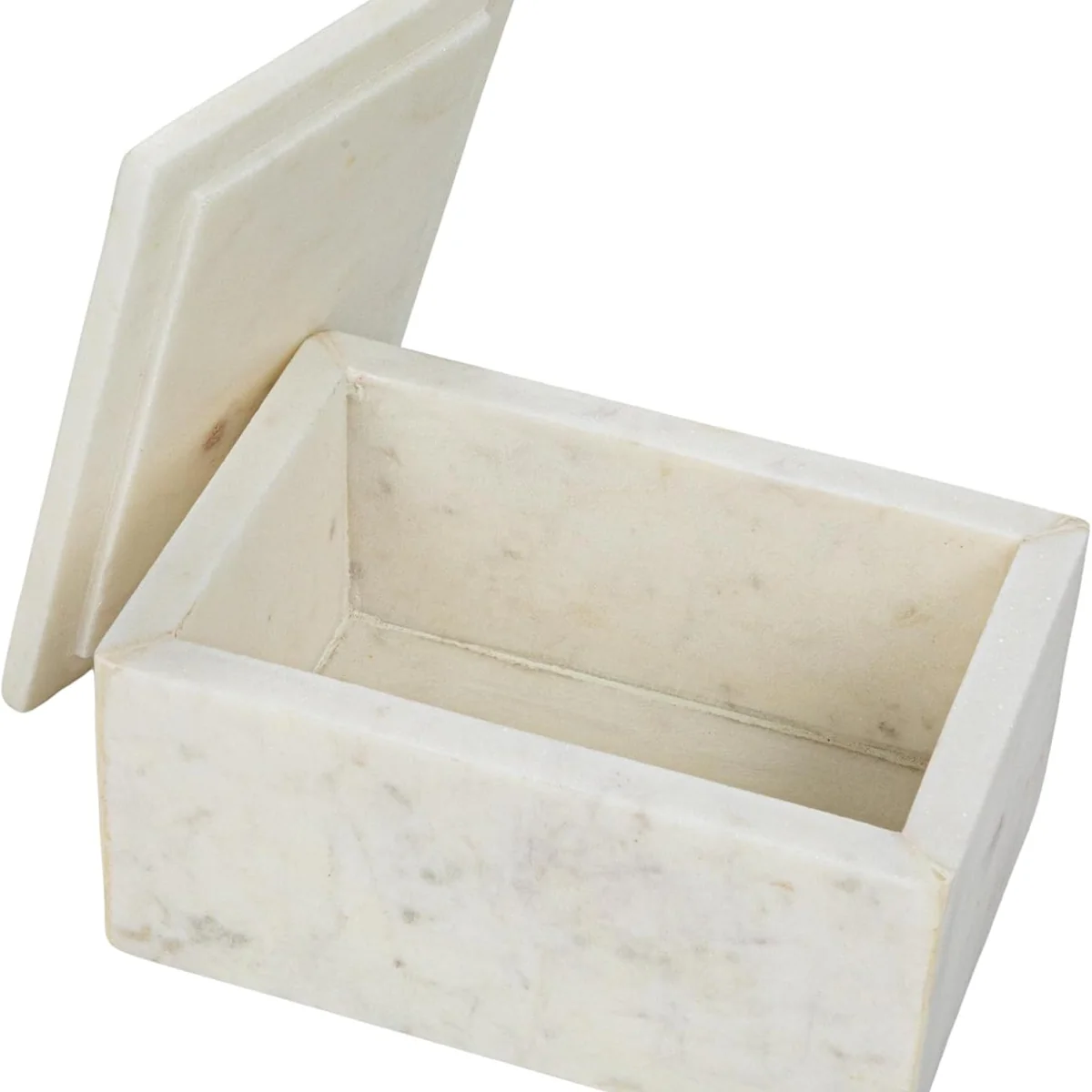 Functional Marble Box Storage Container with Lid White Optimized