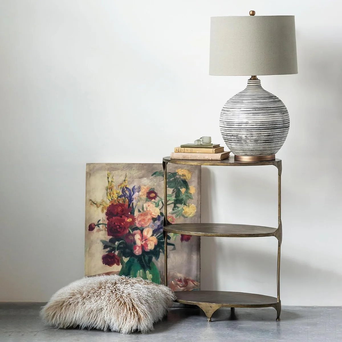 Stylish Oval 3-Tier Metal Table Relaxed