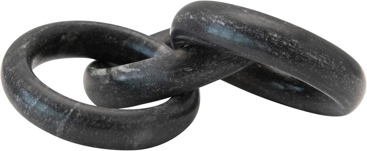 Contemporary Marble Circle Chain Decor Black Artisan