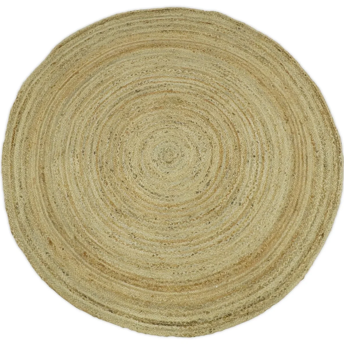 Carefully Designed Hand Braided Solid Round Natural Brown Jute Rug Elegant