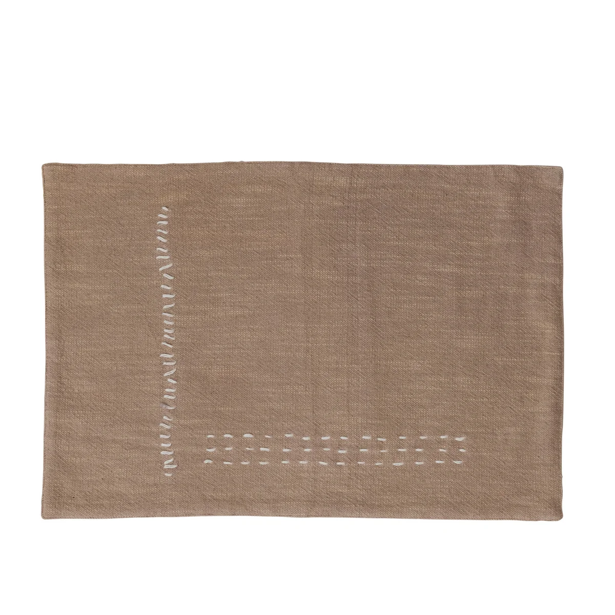 Solid Hand-Embroidered Cotton Slub Placemat Authentic