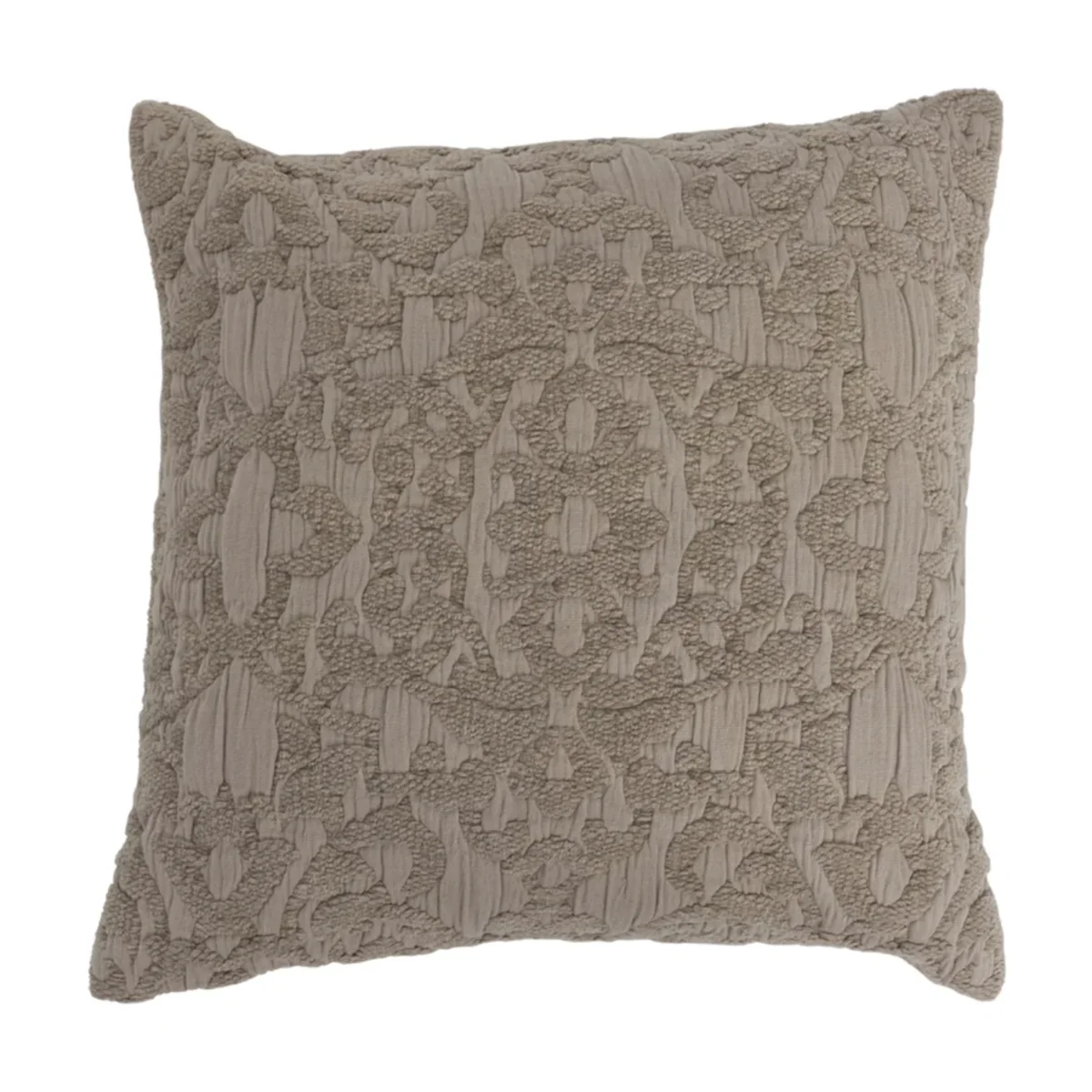 Soft 18 Woven Cotton Chenille Jacquard Pillow Taupe Top-Quality