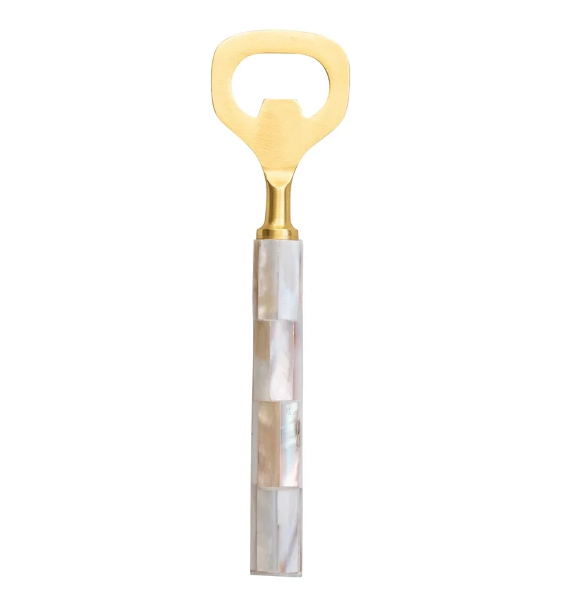 Safe Mother of Pearl Stainless Steel Mango Wood Bottle Opener Fine
