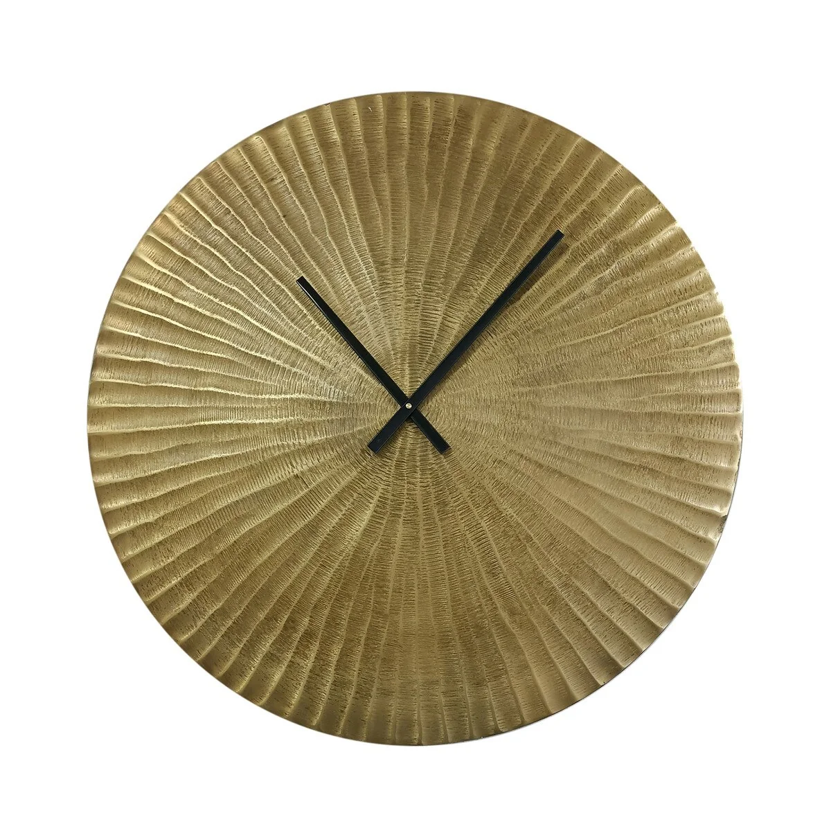 Fashionable Large Round Sunburst Textured Wall Clock Antique Brass Efficient