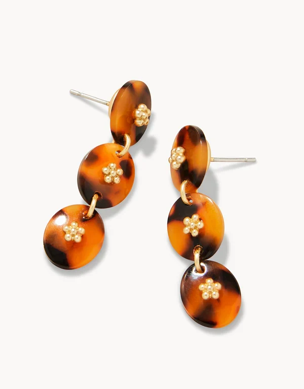Specialty Harbor Linear Resin Earrings Flowers Tortoise Environmentally Friendly
