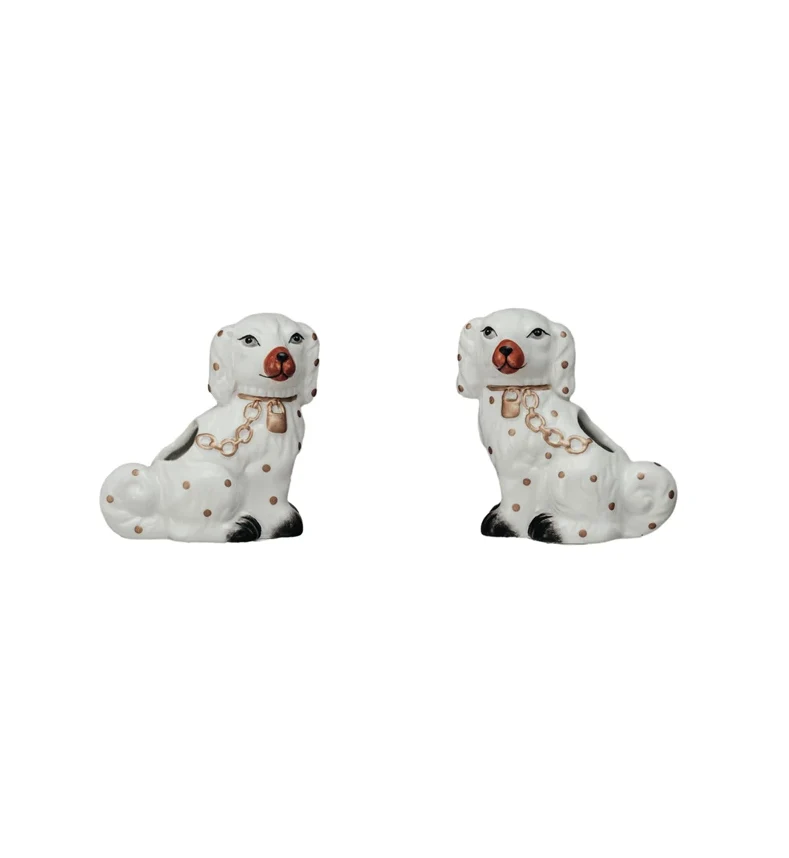 Detailed Ceramic Staffordshire Dog Shaped Toothpick Holder High-Performance