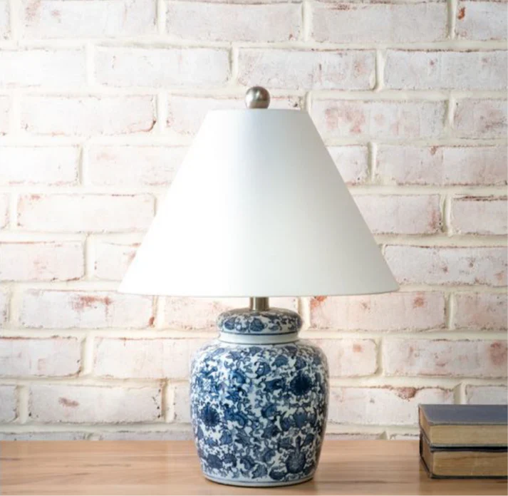 Lightweight Blue Floral Ceramic Lamp 19-in Dependable