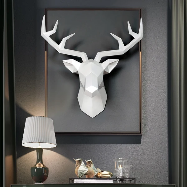 Specialty 3D Abstract Small Deer Head Sculpture Unique