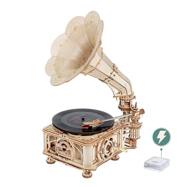 Fashionable Robotime Classical Gramophone DIY Kit Stylish