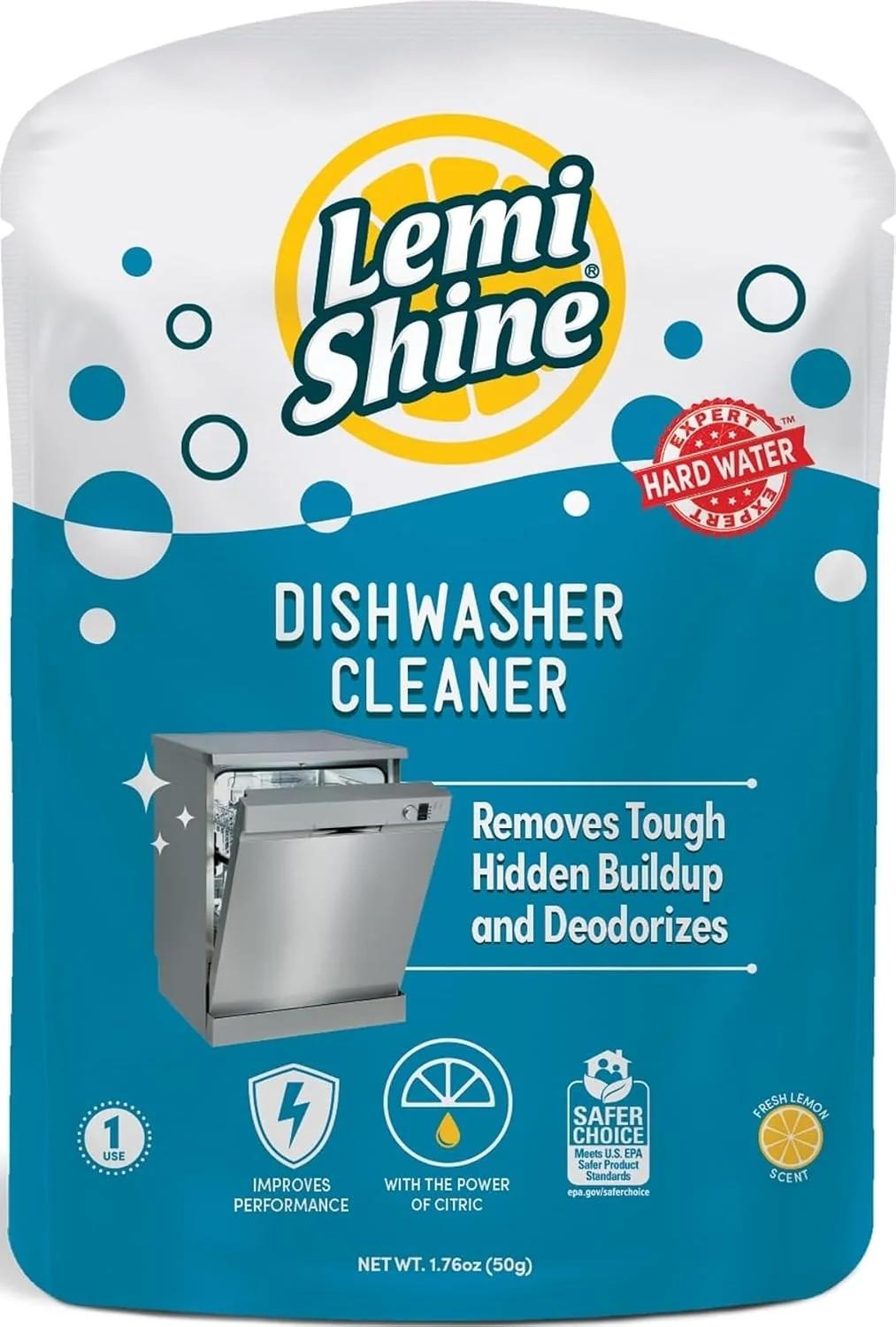 Green Lemi Shine Natural Dishwasher Cleaner and Deodorizer – 1.76 oz Long-Lasting