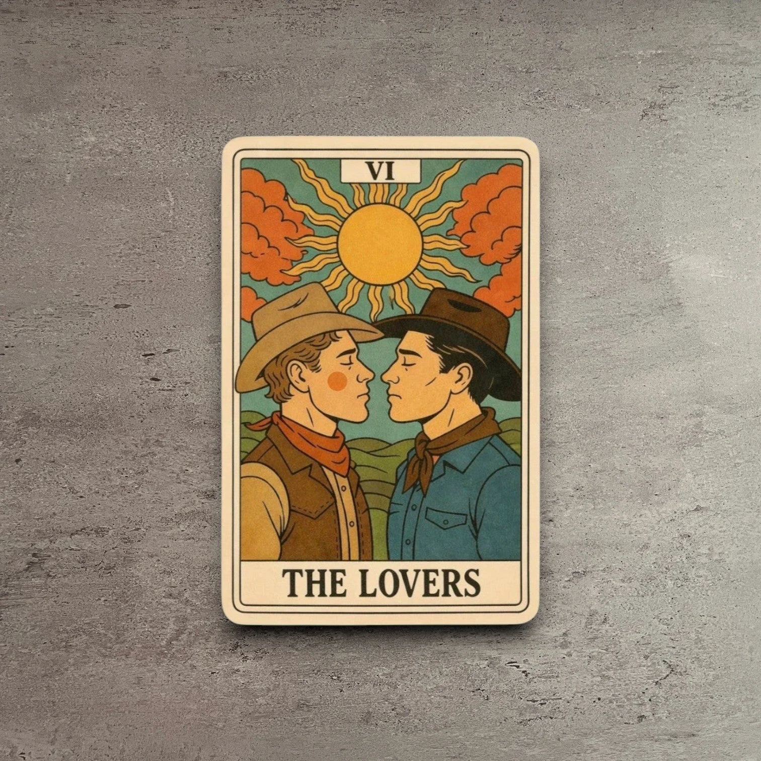 Certified The Lovers Tarot Sticker- Cowboy Edition Organic