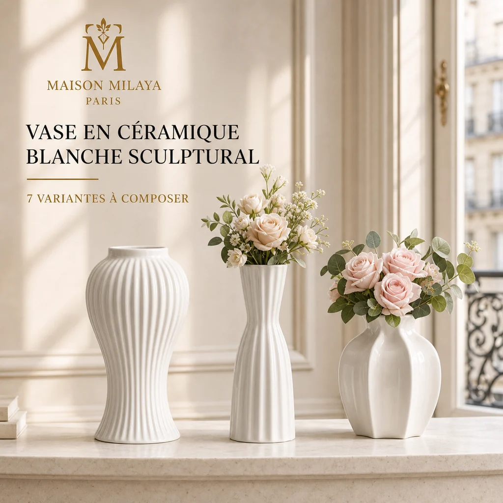 Certified Vase en Céramique Blanche Sculptural – Maison Milaya Elite