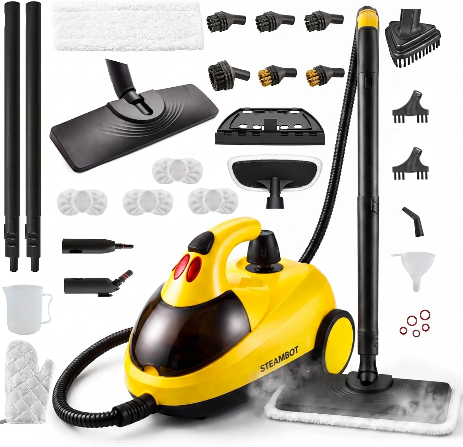 Advanced STEAMBOT® Heavy Duty Steam Cleaner for Home 2L Tank Extended 20.3 ft Reach Flexible