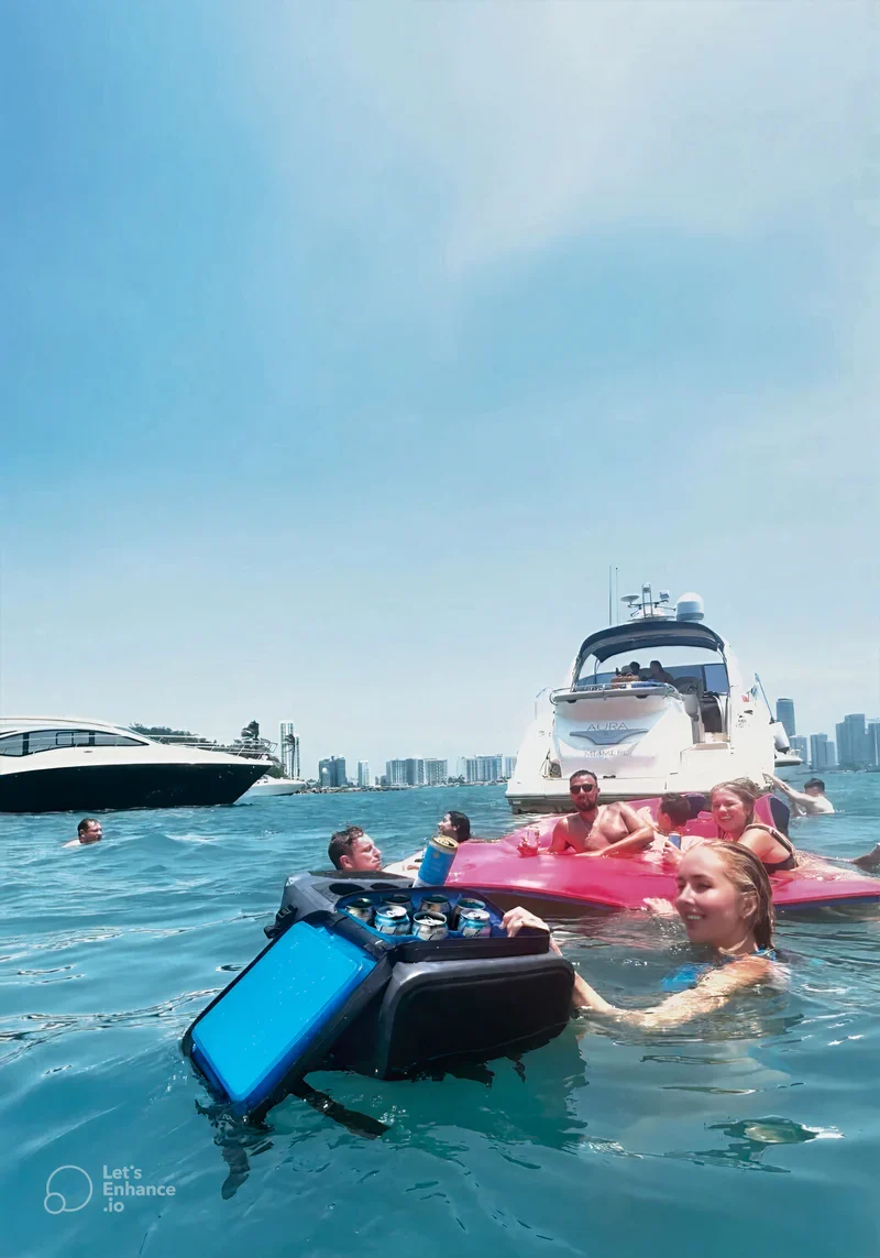 Fine Coolio Floating Cooler with Phone Charger Safe