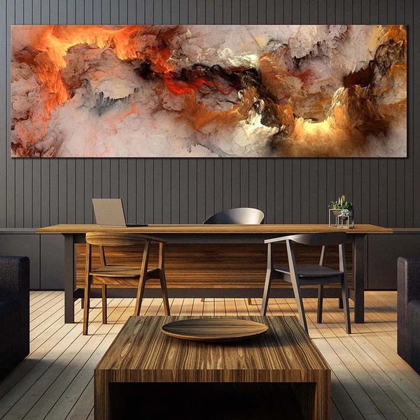 Durable Orange Accent Abstract Canvas Art Innovative