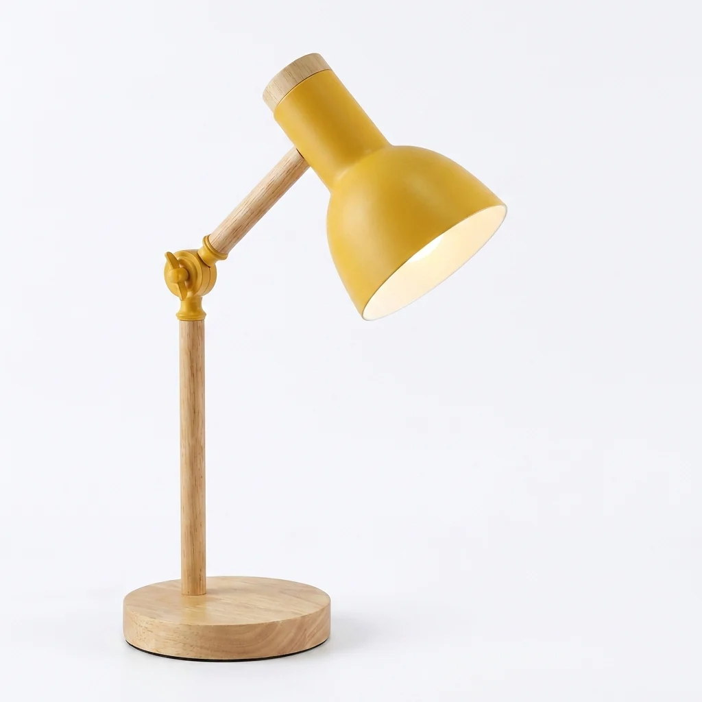 Flexible Bamboo Tilting Desk Lamp Warm Reading Task Light Enhanced