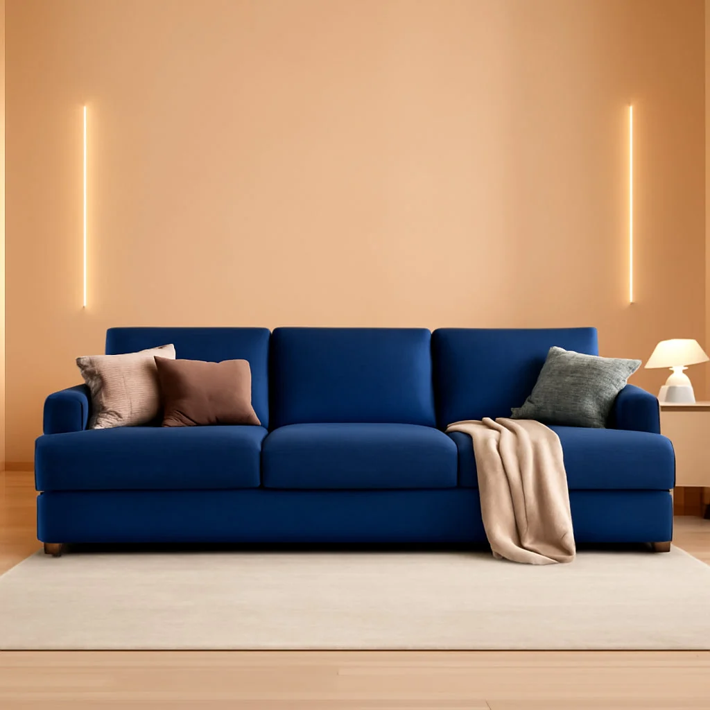 Smart 89 Inch Navy Blue Deep Seats Oversized Sofa Living Room Genuine