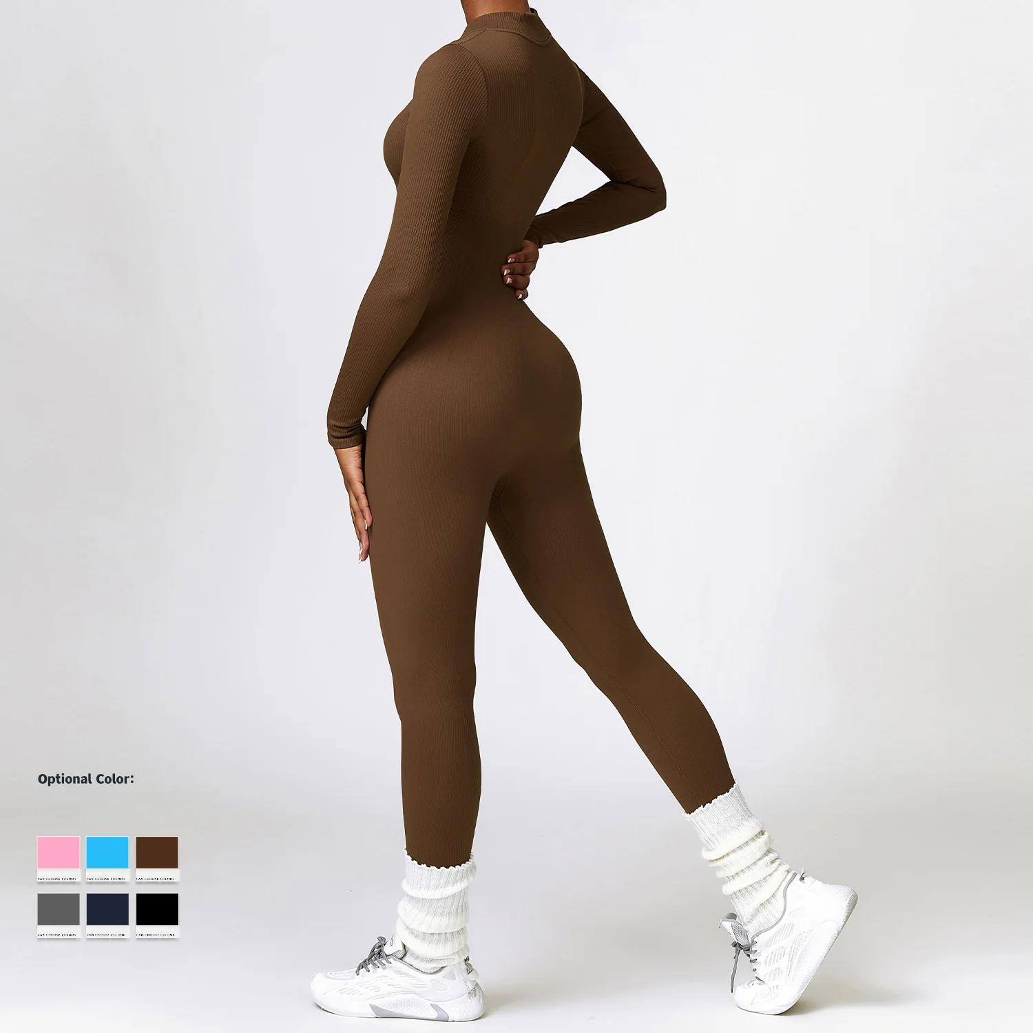 Powerful Women’s Long Sleeve Yoga Jumpsuit Zipper Tummy Control High-Intensity Genuine