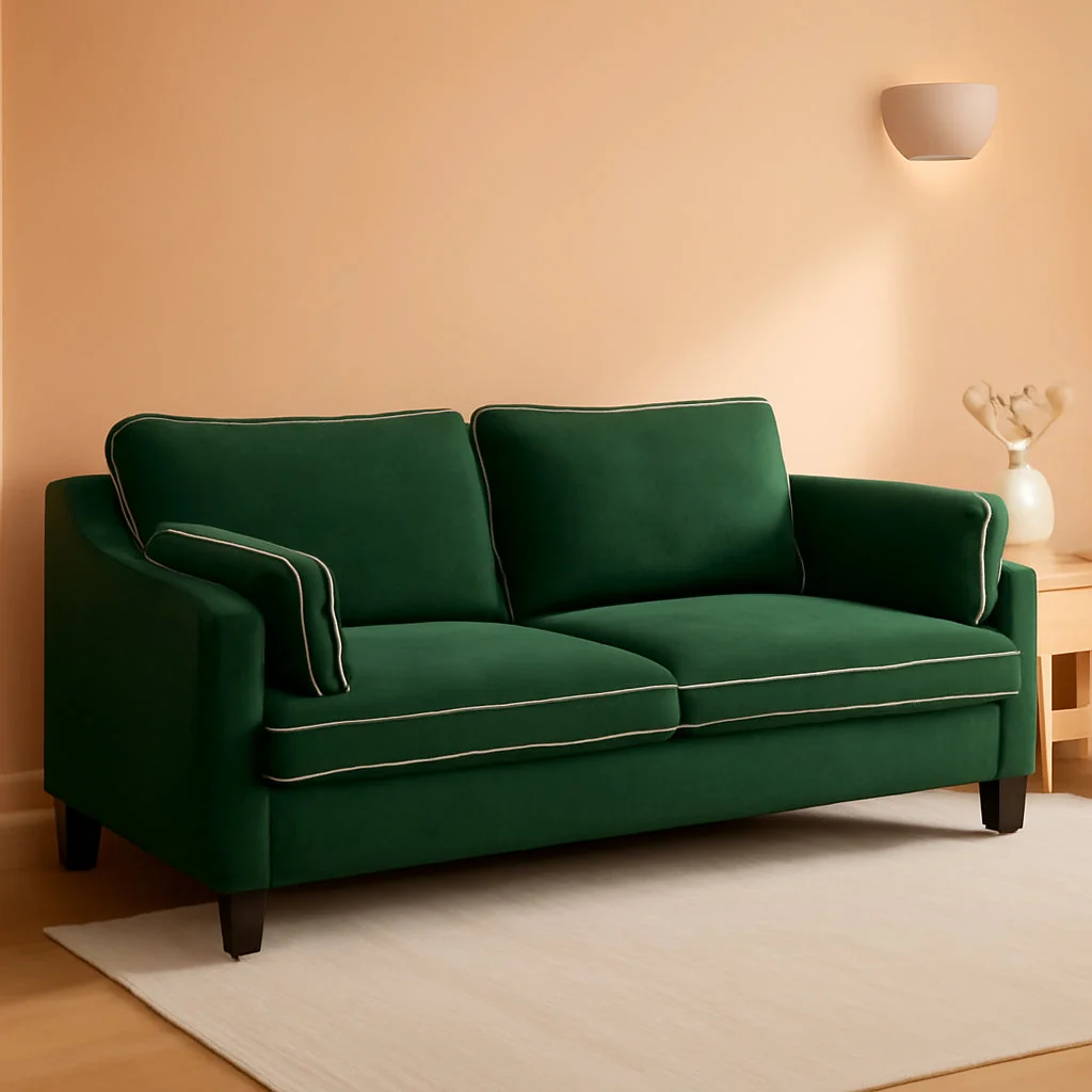 World-Class 84 Inch Extra Deep Luxuriously Textured Linen Velvet Sofa Smart