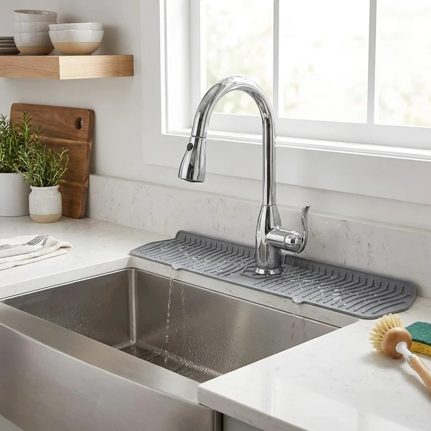 Specialty Silicone Kitchen Sink Splash Guard Natural