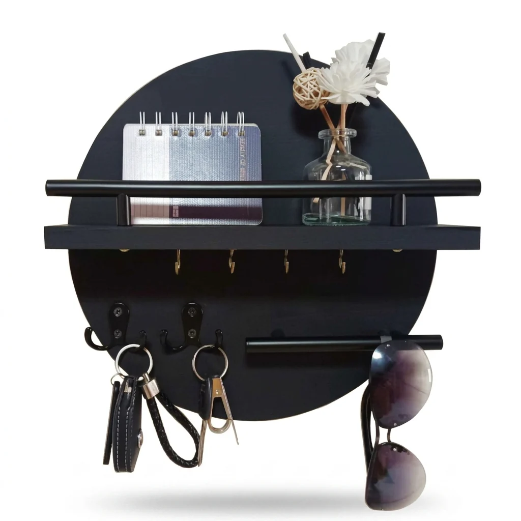 Proven Round Wooden Key Holder Wall Shelf Hooks by the Door Environmentally Friendly