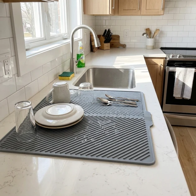 World-Class Silicone Countertop Dish Drying Mat Reusable