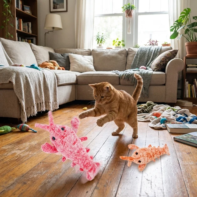 Environmentally Friendly Electric Jumping Shrimp Pet Toy Trendy