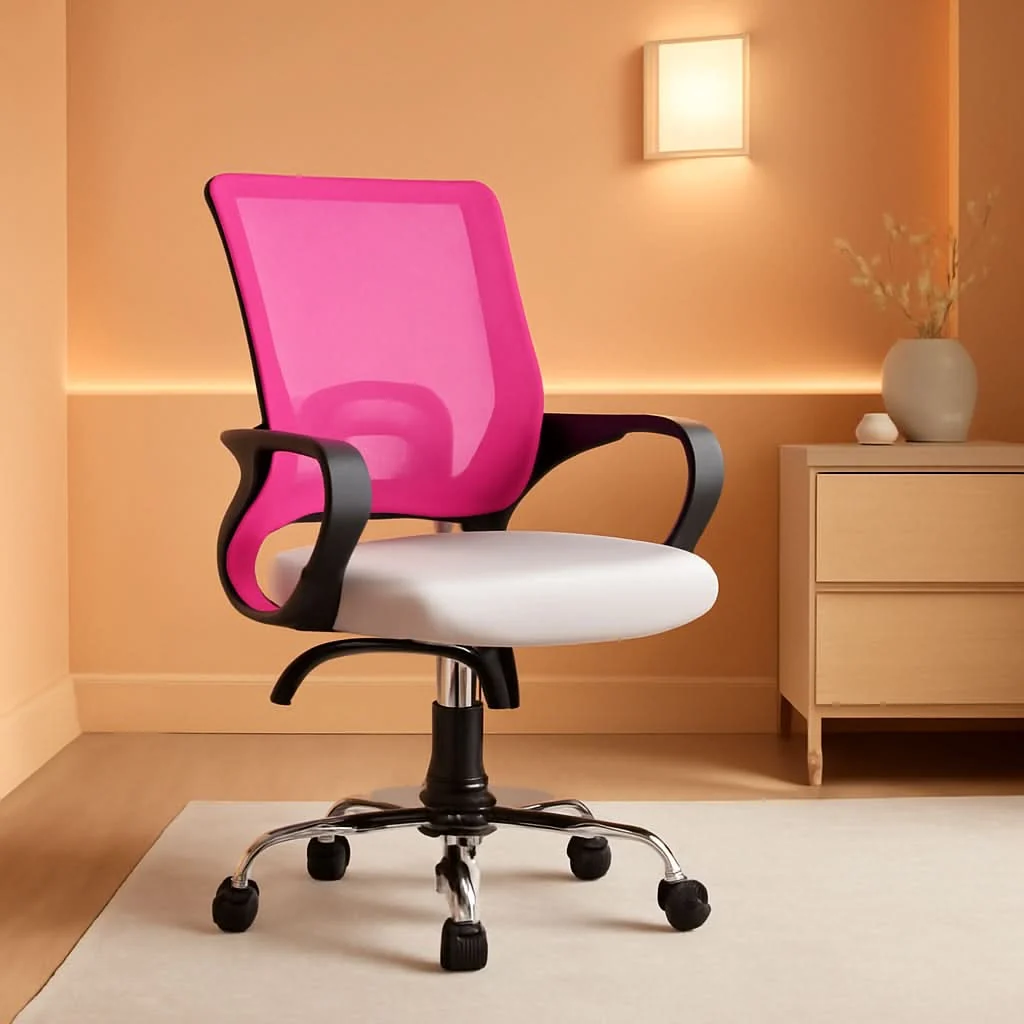 Reliable Ergonomic Pink Office Chair With Back Support For Home Office Solid