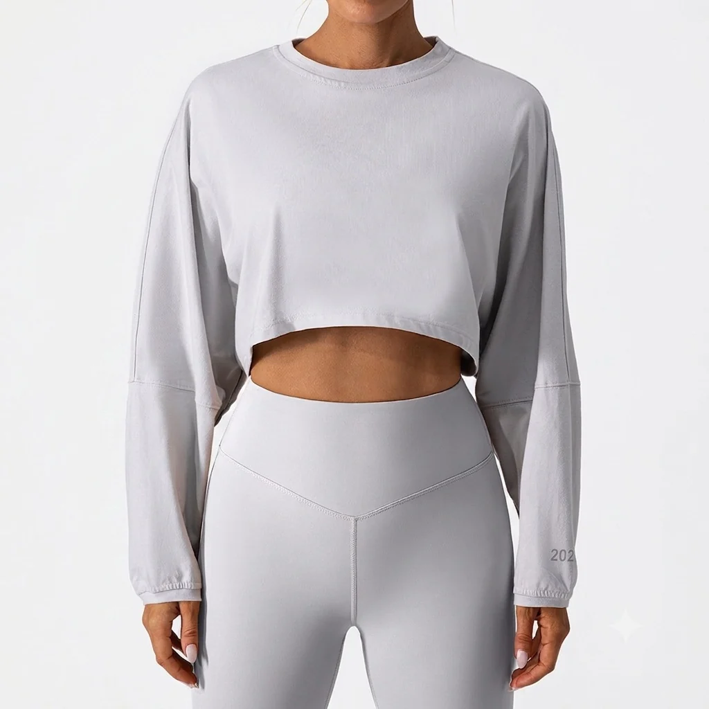 Specialty Women’s Long Sleeve Yoga Top Loose Crewneck Active Shirt Practical